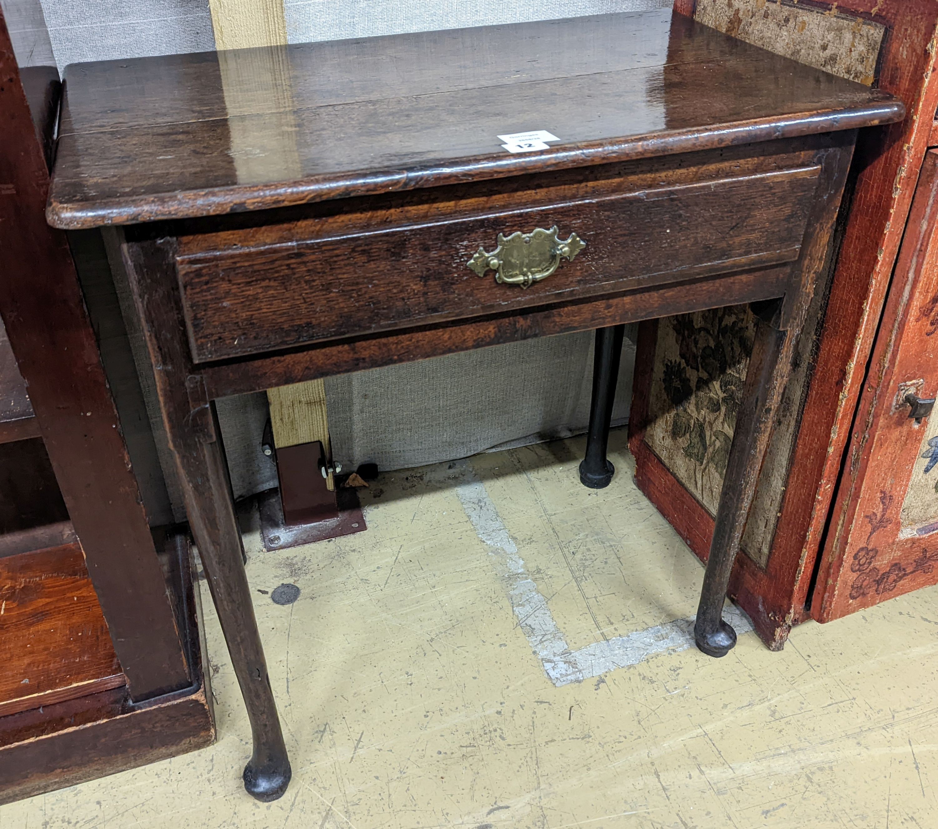 A small early 18th century oak lowboy, width 68cm, depth 41cm, height 68cm